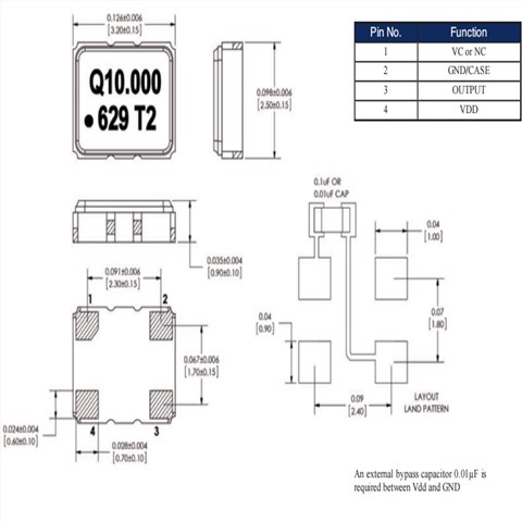 QTCT230AS1B-27.145000,3225mm,Q-Tech温补晶振,27.145MHz