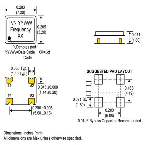 C3390-19.440,Crystek时钟振荡器,7050mm,数字视频应用晶振